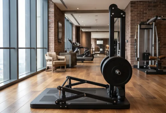 Model One in a hotel fitness room