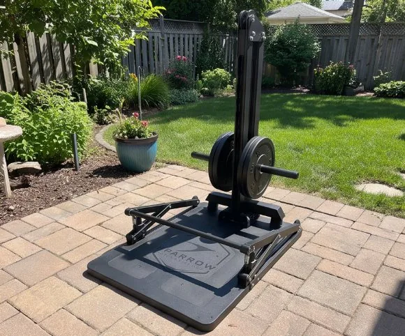 Model One on a backyard patio